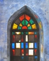 Stained Glass, St.Mary's Church, Kotgarh, Himachal Pradesh.Painting by Chitra Vaidya, Acrylic on Canvas, 20 x 16
