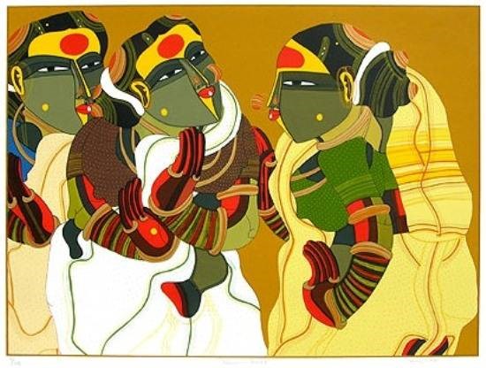 Women in Gossip, painting by Thota Vaikuntam