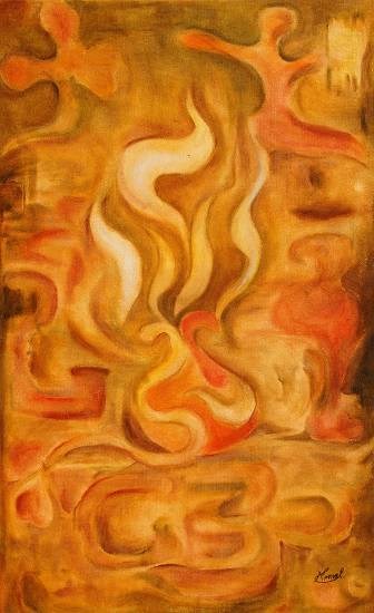 Sacred Flames, painting by Nirmal Pathare