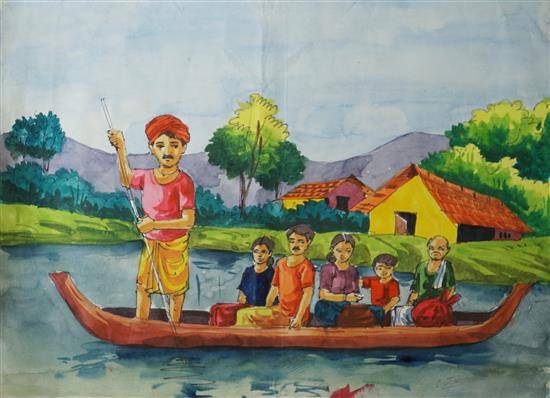 Painting  by Punnya Ranjith - Flood in Kerala