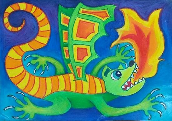 My fire breathing Dragon, painting by Viara Pencheva