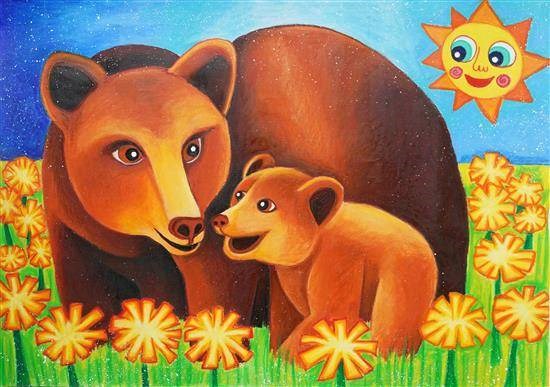 Mom and baby bears, painting by Viara Pencheva
