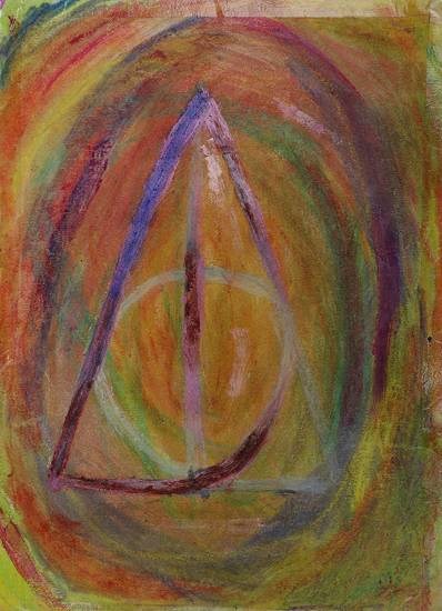 The Deathly Hallows where the death is left behind, painting by Lavanya Naikodi