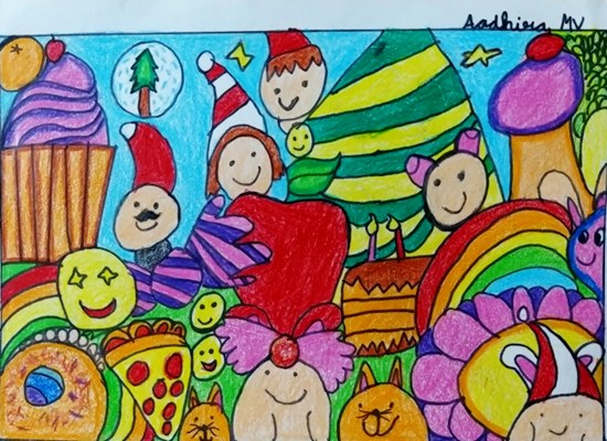 Blobby Christmas, painting by Aadhira MV