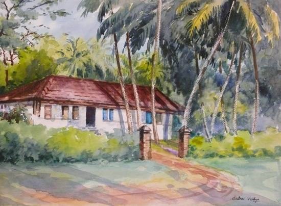 Village X, painting by Chitra Vaidya