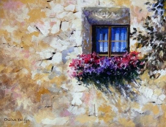 Window, painting by Chitra Vaidya