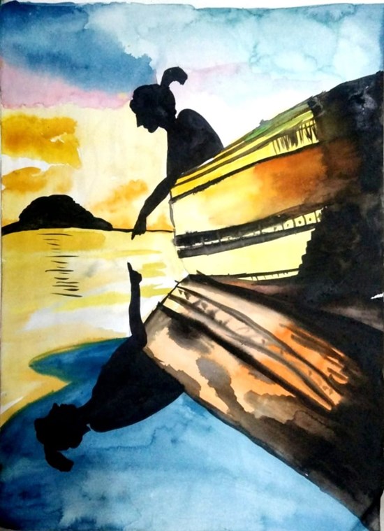 Boating, painting by Bitan Bera