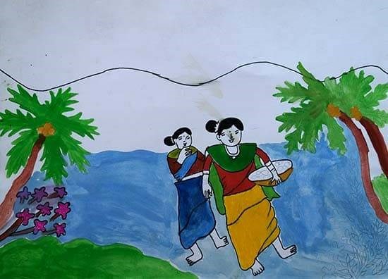 Fisherwomen, painting by Khushi Velada