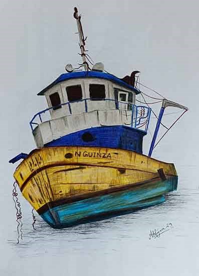 The boat, painting by Abhijna  Bhattacharya