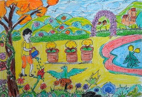 Flower Garden, painting by Anamika Vaghera