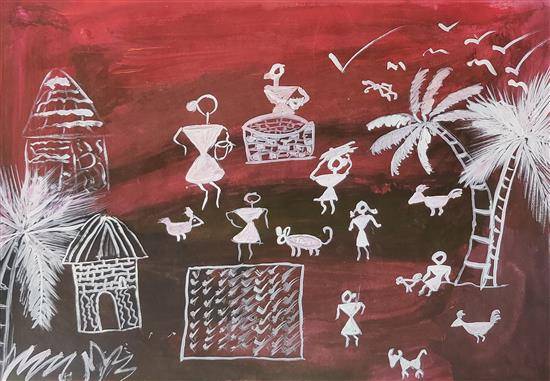 Painting  by Ratan Agivale - Warli painting - 15