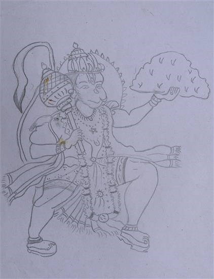 Jay Hanuman, painting by Avinash Kasdekar