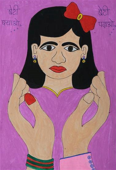 Save Girl. Educate Girl., painting by Priti Jambekar