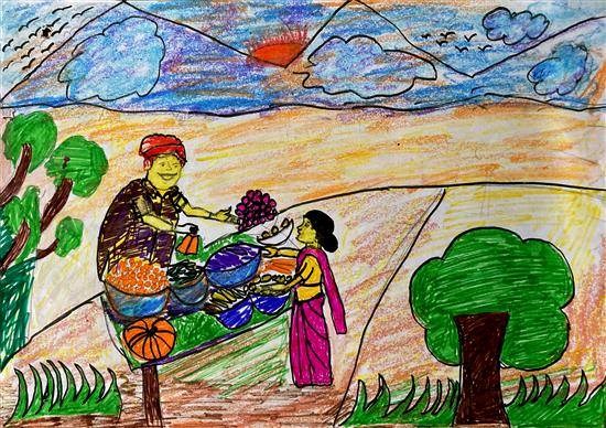 Vegetable Market - 1, painting by Sonakshi Kannake