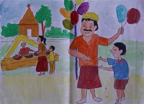 Children's fun, painting by Sakshi Padekar