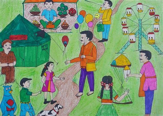 Fun at fair, painting by Puja Dalavi
