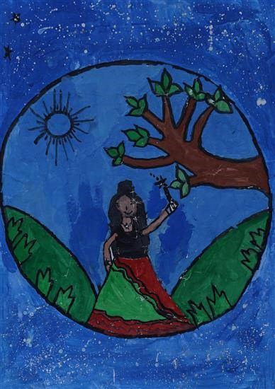 Fairy holding magic stick, painting by Durgesh Valapure