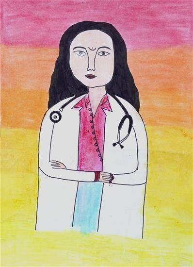 A lady Doctor, painting by Manisha Shailesh Farale