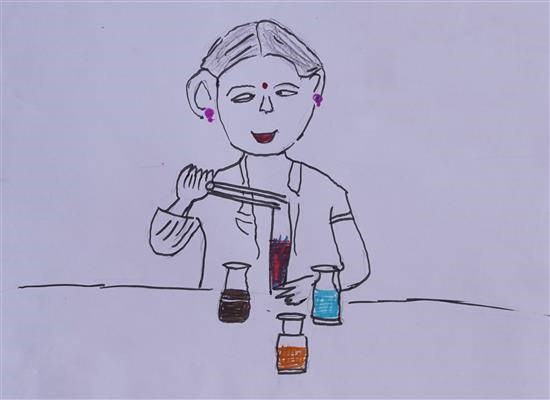 The Science experiment, painting by Priyanka Bhoye