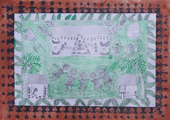Adivasi culture, painting by Monali Vayal
