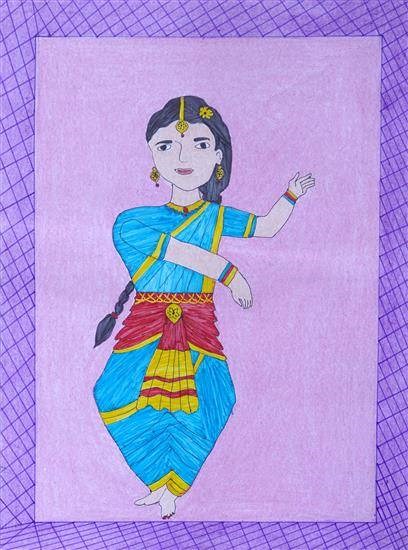 A solo dancer, painting by Janhavi Akhande