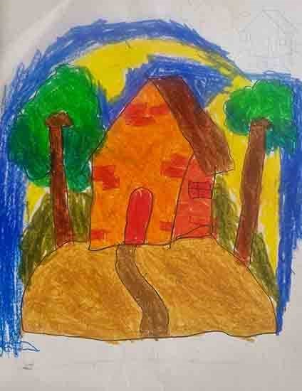 House in the woods, painting by Druvi Arvind