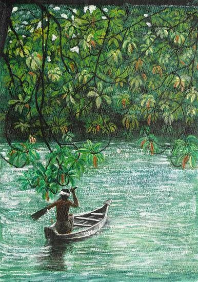 Boatman, painting by Rajat Kumar Das