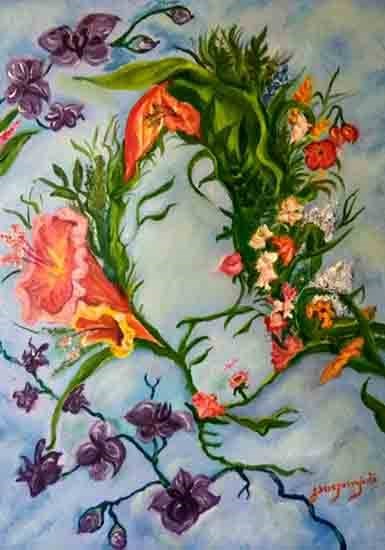 Nature's embrace, painting by Puspanjali Sharma