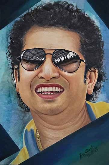 The Master Blaster, painting by Santhosh Kumar