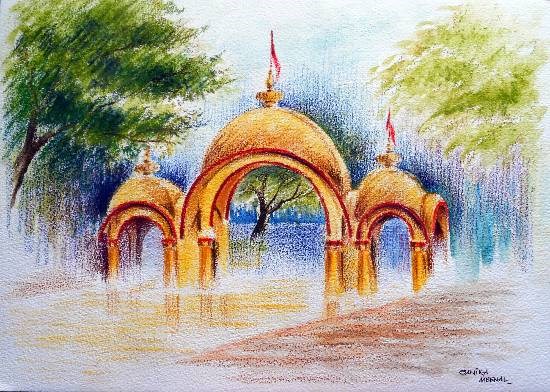 Temple Arch, painting by Sanika Dhanorkar