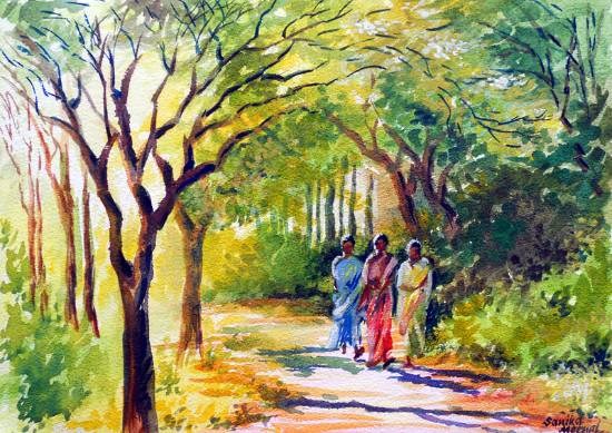 Through the Woods, painting by Sanika Dhanorkar