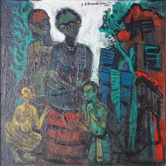 Village Family, painting by G A Dandekar