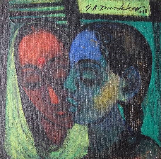 Mother Daughter, painting by G A Dandekar