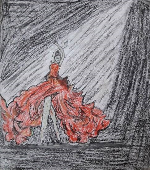 Dancing girl, painting by Amrita Kaur Khalsa