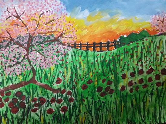 Landscape, painting by Amrita Kaur Khalsa