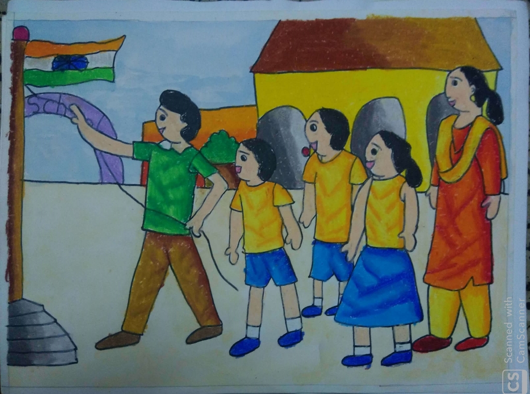 Painting  by Antara Shivram Desai - flag hosting
