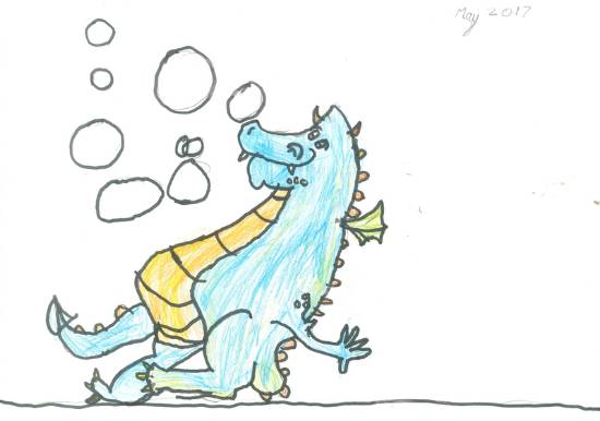Painting  by Deeksha Srineet - Bubble Blowing Dragon - From my Lovely Book