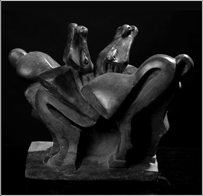 Laxmi and Vishnu as Mare and Horse, Sculpture by Carmel Berkson