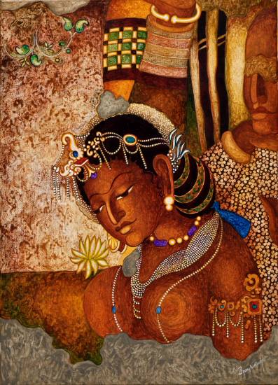 Painting by Vijay Kulkarni - Princess (Ajanta series)