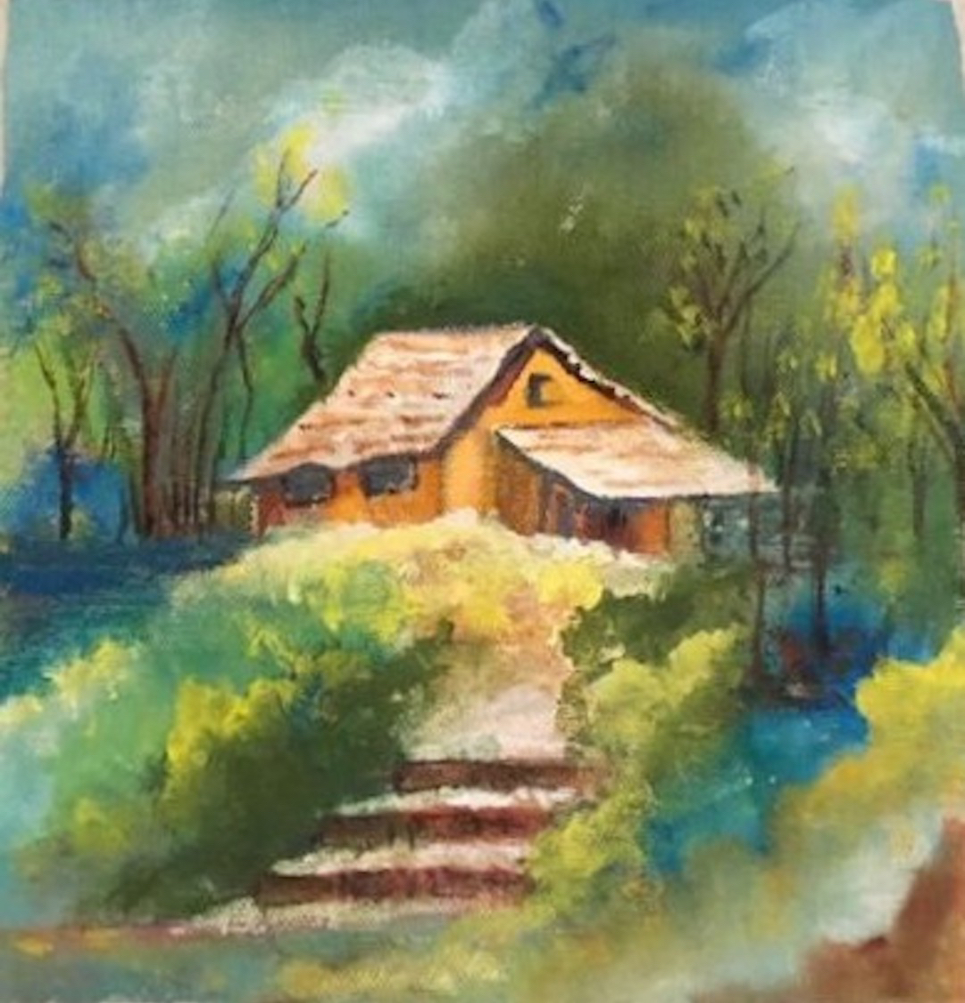 Painting by Varsha Shukla - House in the Woods !!