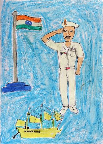 Painting by Vinod Ramaji Tumbada - Salute to Nation
