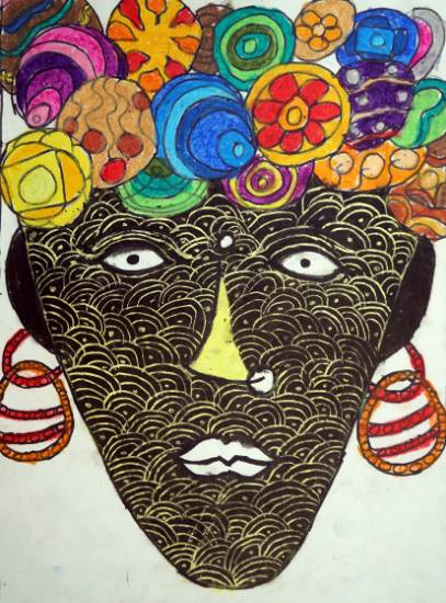 Painting by Jagritya Sudhir Rai - Warli Woman Art
