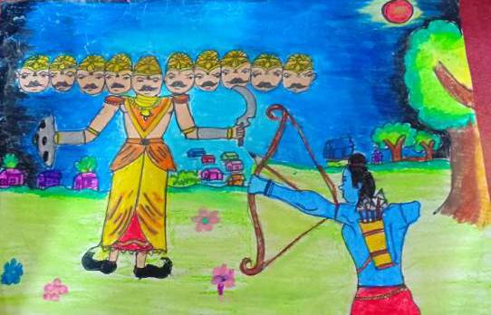Painting by Prabhleen Kaur - Dussehra wishes