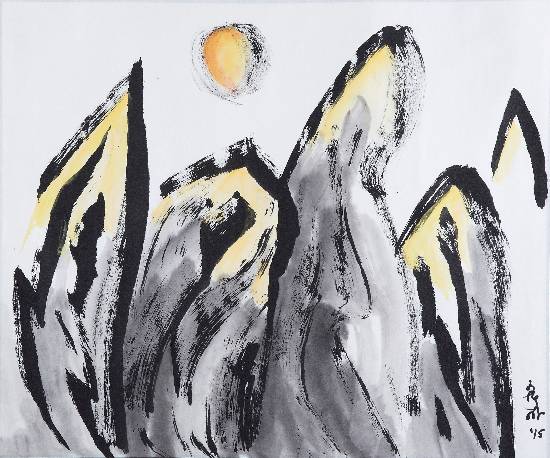 Painting by Nandini Bajekal - Five Peaks