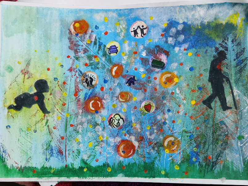 Painting by Isha Agnihotri - Bubbles and life