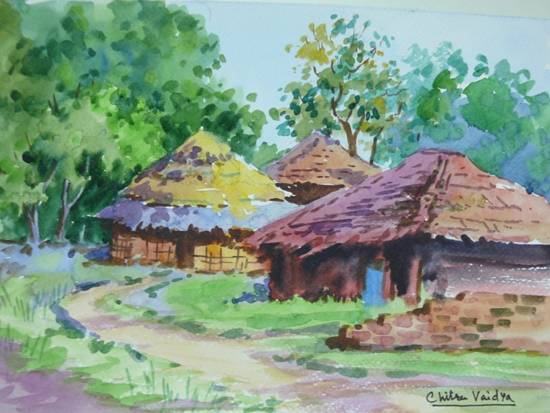 Painting by Chitra Vaidya - Village II