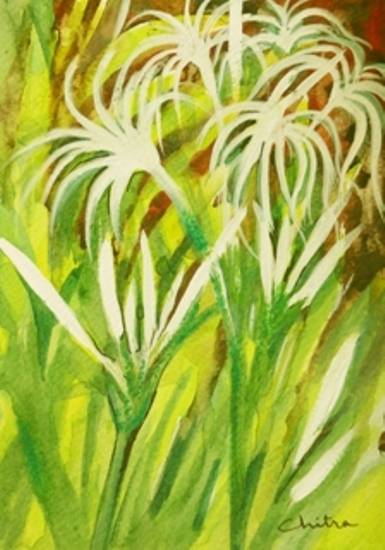 Painting by Chitra Vaidya - Swamp Lily Flowers
