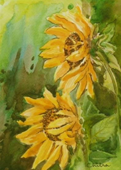 Painting by Chitra Vaidya - Sunflowers - 9