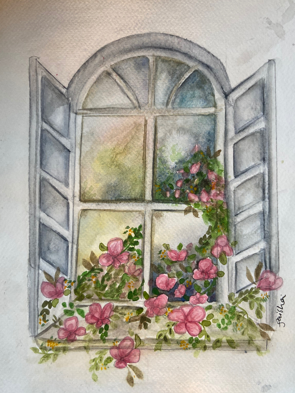 Painting by Saisha Sikka - Aesthetic window