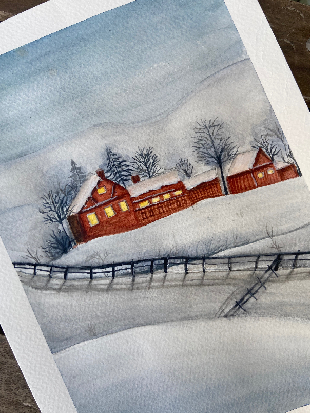 Painting by Saisha Sikka - Snowy hills